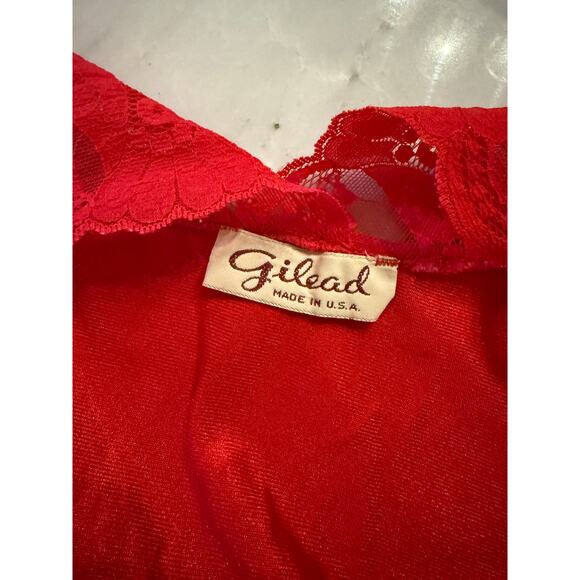Vintage Elegant Long Lace Trim Nightgown Red - Picture 5 of 5